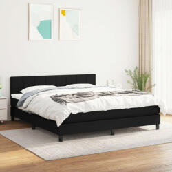 vidaXL fekete szövet rugós ágy matraccal 180 x 200 cm (3140075)