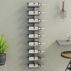 vidaXL fehér vas falra szerelhető bortartó állvány 9 palacknak (340900) - balena