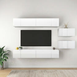 vidaXL 8 db magasfényű fehér forgácslap TV-szekrény (3079357) - balena