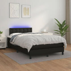 vidaXL fekete műbőr rugós ágy matraccal és LED-del 120x200 cm (3134213) - balena