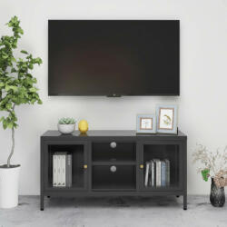 vidaXL antracitszürke acél és üveg TV-szekrény 105 x 35 x 52 cm (336060)