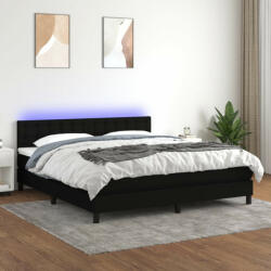 vidaXL fekete szövet rugós és LED-es ágy matraccal 180 x 200 cm (3133495)