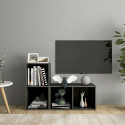 vidaXL 2 db magasfényű szürke forgácslap TV-szekrény 72 x 35 x 36, 5 cm (3079951)