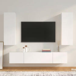 vidaXL 4 részes fehér szerelt fa TV-szekrényszett (3114198)
