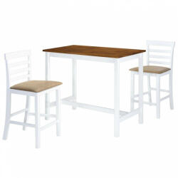 vidaXL 3-részes barna-fehér tömör fa bárasztal és szék garnitúra (275233)