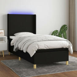 vidaXL fekete szövet rugós és LED-es ágy matraccal 90x190 cm (3138679)