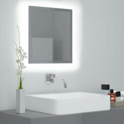 vidaXL magasfényű szürke akril LED-es fürdőszobatükör 40x8, 5x37cm (804915)