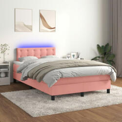 vidaXL rózsaszín bársony rugós és LED-es ágy matraccal 120x200 cm (3134638) - balena