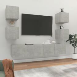 vidaXL 6 részes betonszürke szerelt fa TV-szekrényszett (3114257)