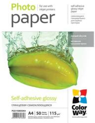 COLORWAY Fotópapír, fényes öntapadó (glossy self-adhesive), 115 - 80g/m2, A4, 50 lap