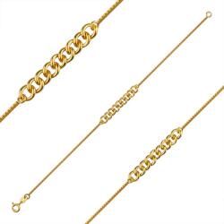 Ekszer Eshop 925 ezüst karkötő - középen nagyobb fazettált láncszemek, arany színben