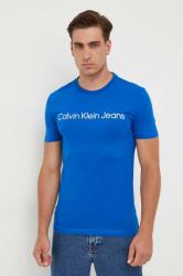 Calvin Klein Jeans pamut póló nyomott mintás - kék L