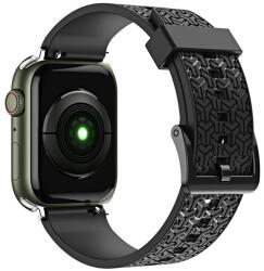 gigapack Pótszíj (egyedi méret, szilikon, állítható, 3D minta) FEKETE Apple Watch Series 7 45mm, Apple Watch Series 4 44mm, Apple Watch Series 3 42mm, Apple Watch Series SE 2 44mm, Apple Watch Series 1 4 (GP-1
