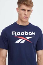 Reebok pamut póló sötétkék, nyomott mintás - sötétkék S - answear - 6 890 Ft