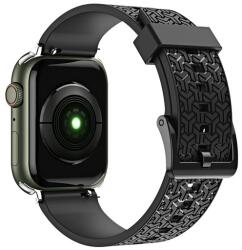 gigapack Pótszíj (egyedi méret, szilikon, állítható, 3D minta) FEKETE Apple Watch Series 7 41mm, Apple Watch Series SE 2 40mm, Apple Watch Series 2 38mm, Apple Watch Series 3 38mm, Apple Watch Series 8 4 (GP-1