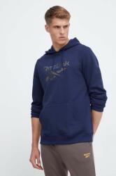 Reebok felső sötétkék, férfi, nyomott mintás, kapucnis - sötétkék M - answear - 15 990 Ft