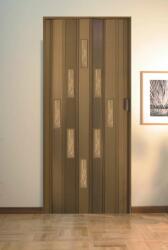 PVC összecsukható ajtó, 100x203cm, 8 ablakkal, dió színű (PO10020L-NU8VNB2)