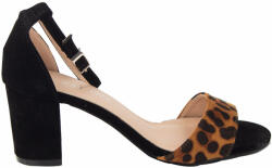 Zibra Sandale dama din catifea cu model animal print A895 BLACK/LEOPARD (A895BLACK/LEOPARD-3)