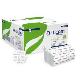 Lucart Kéztörlő 2 rétegű Z hajtogatású fehér 200 lap/csomag, 15 cs/karton EcoLucart_864062E (864062E)