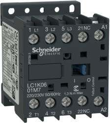 Schneider Electric TeSys K - LC1K0601P5 - LC1K AC mágneskapcsoló 6A, 1 nyitó, AC, 230VAC tekercsfeszültség, 50Hz (LC1K0601P5)