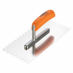 NEO TOOLS Acél simító, fogazott, rozsdamentes, 270x128mm, 8x8x8mm, fa markolat (50-163) - olaj