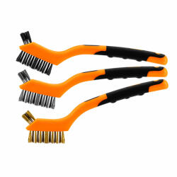 NEO TOOLS Drótkefe készlet 3 db, 3x7 sor, Acél, műanyag és sárgaréz szálas kefék (39-100)