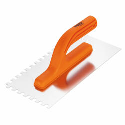 NEO TOOLS Acél simító, fogazott, rozsdamentes, 270x125mm, 8x8x8mm, műanyag markolat (50-203) - olaj