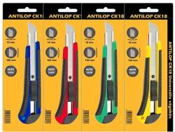 Antilop Barkácskés 18mm, gumírozott fogórész, fém vezetősínnel, Antilop vegyes színekben (52329)