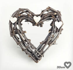  Szívforma indákból sötétszürke 30cm - kosarbolt