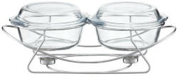 Ambition Vas termorezistent cu incalzitor 2x2L, suport argintiu, chafing dish, Saule (29391)