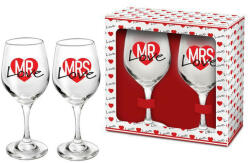 BG-TECH Set 2 pahare vin 220ml, Mrs&Mr Love, Bg-Tech (200087) Pahar