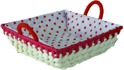 DOMOTTI Cos patrat cu manere captusit cu material 22x22 cm, mix culori, Palma (68097)