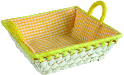 DOMOTTI Cos patrat cu manere captusit cu material 22x22cm, mix culori, Palma (68095)