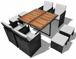 vidaXL Set mobilier de exterior 21 piese, poliratan și acacia, negru (42530)