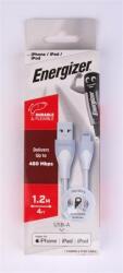 Energizer USB kábel, USB-A - Lightning (Apple), 1, 2m, ENERGIZER, fehér (EKA08) - papirdepo