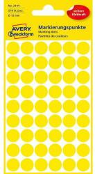 Avery Zweckform kerek öntapadós címke, papír, átmérő: 12 mm, sárga