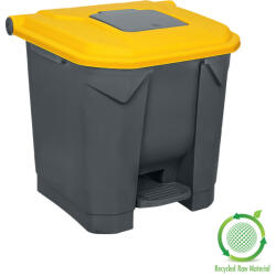 PLANET Szelektív hulladékgyűjtő konténer, műanyag, pedálos, antracit/sárga, 30L (UP225S) - alphadenthigienia