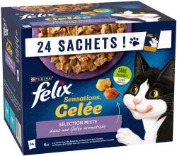 FELIX Felix "Sensations" Pliculețe 48 x 85 g - Curcan, vită, pește marin, aromă de somon & creveți în gelatină