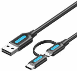 Vention CQDBF 2in1 USB kábel USB 2.0 USB-C/Micro-B USB 1m (fekete) (CQDBF) - smartgo
