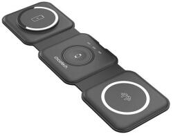 Choetech T588-F 3 az 1-ben mágneses vezeték nélküli töltő 15 W (fekete) (T588-F-Black) - kulsoaksi