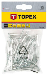 TOPEX Set 50 buc. nituri de aluminiu 4 x 16 mm TOPEX 43E404 HardWork ToolsRange Cleste