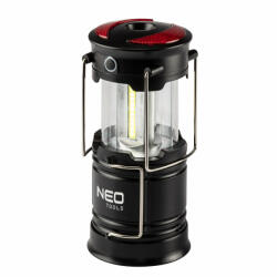 NEO TOOLS Kempinglámpa, 3 funkciós, összecsukható, 200lum, elemes 3xAA, COB LED, 3W (99-030) - olaj