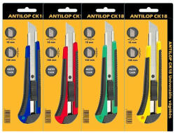 Antilop Barkácskés 18mm, gumírozott fogórész, fém vezetősínnel, Antilop vegyes színekben (PLU-0663) - bestoffice