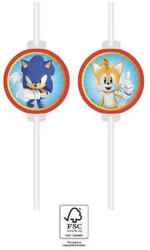 Sonic a sündisznó Sega papír szívószál, 4 db-os szett FSC (PNN95921) - kidsfashion