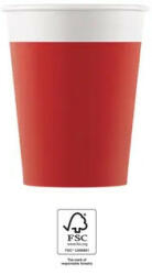 Unicolour Red, Piros papír pohár 8 db-os 200 ml FSC (PNN93540) - kidsfashion