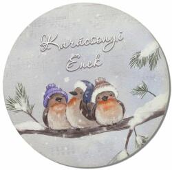 Nyomtatott fa tábla - Karácsonyi koszorú közép 11, 8cm - kosarbolt