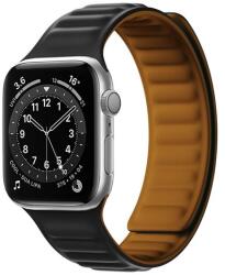 gigapack Pótszíj (egyedi méret, szilikon, bőr hatású, 3D minta, mágneses zár) FEKETE Apple Watch Series 7 41mm, Apple Watch Series 8 41mm (GP-142776)