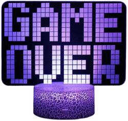  Game Over 3D Illusion lámpa, USB, lila (SM000069)