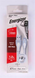 Energizer USB kábel, USB-A - Lightning (Apple), 1, 2m, ENERGIZER, fehér (EKA08) (3492548231355)