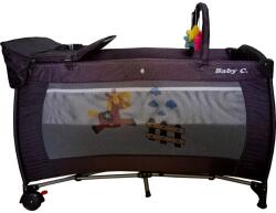 NOVOKIDS Baby C összecsukható ágy, 120x60 cm, átvihető Járókára, 2 szintes, kivehető pelenkázóasztal, extra játékok, szállítótáska, szürke farmer (NKBBC60GRAYBED)